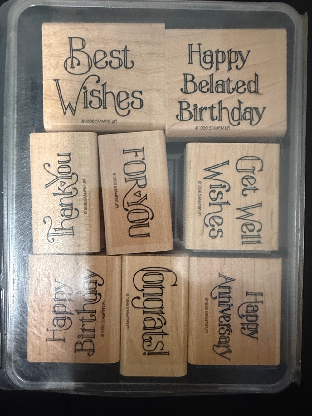 Stampin' Up! Wooden Sentiment Stamp Set - Favorite Greetings